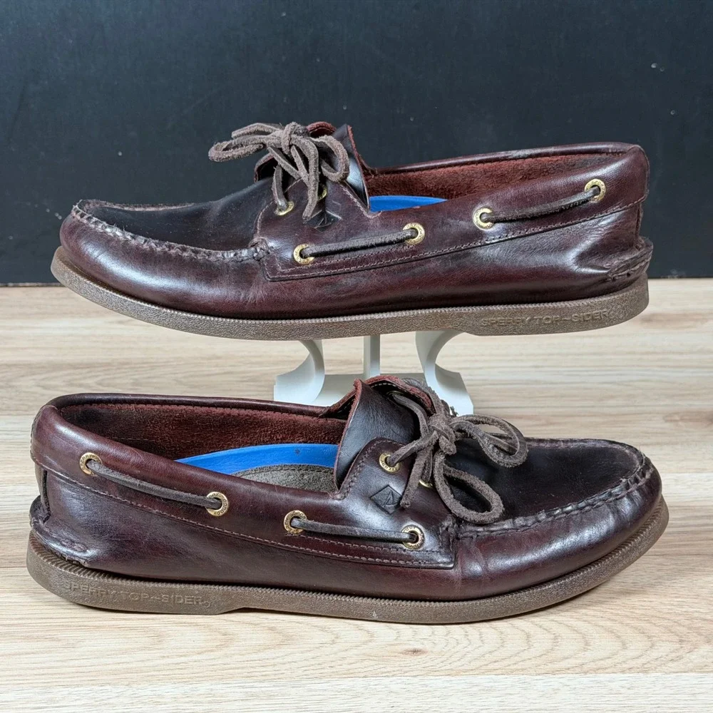 Sperry Top-Sider Shoes Mens Size 10.5 M Brown Burgundy Boat Leather Preppy